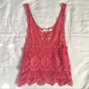 Pink lace tank top